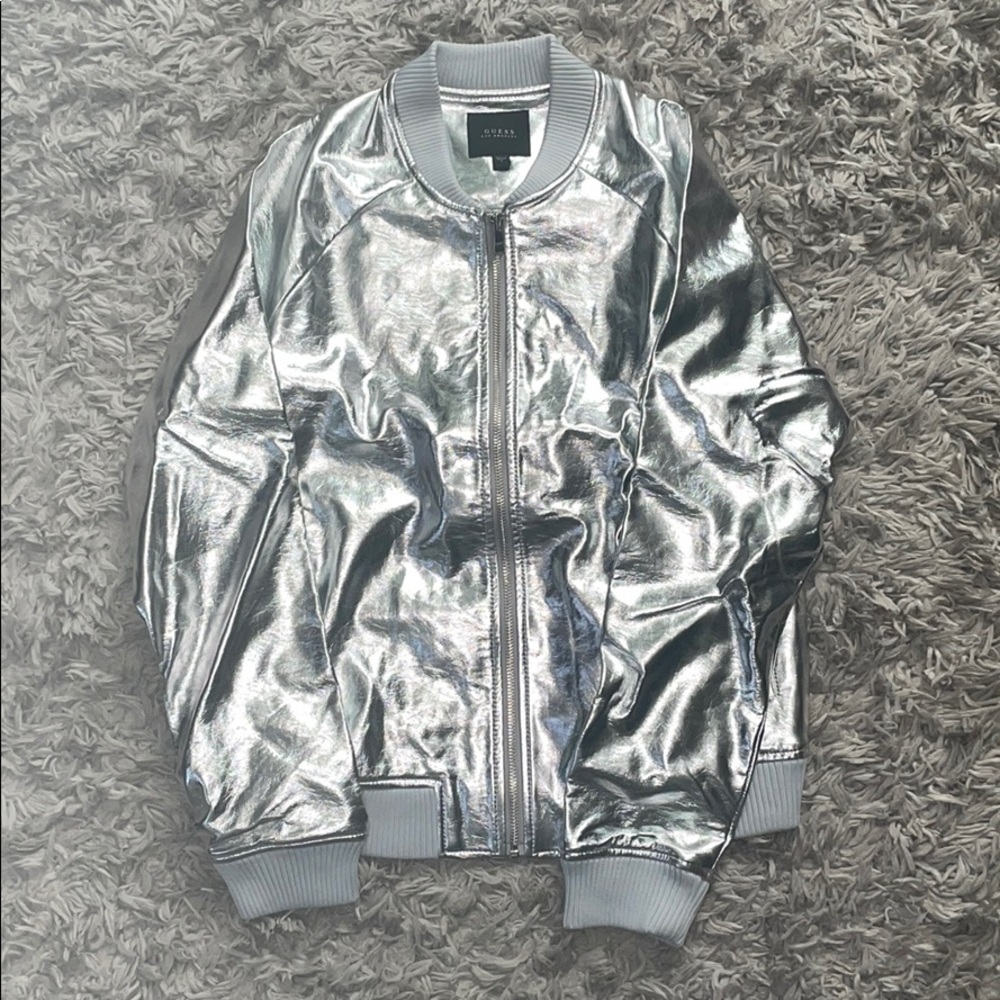 Metallic Silver Women’s Guess Jacket